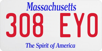 MA license plate 308EY0