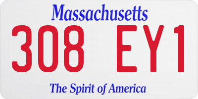 MA license plate 308EY1