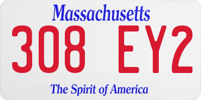 MA license plate 308EY2