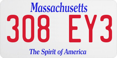 MA license plate 308EY3