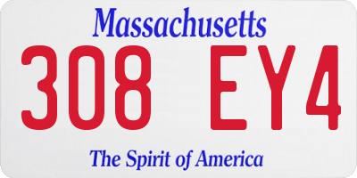 MA license plate 308EY4