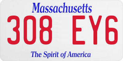 MA license plate 308EY6