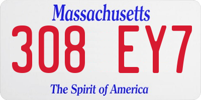 MA license plate 308EY7