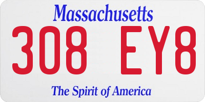 MA license plate 308EY8