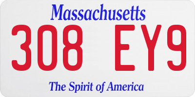 MA license plate 308EY9