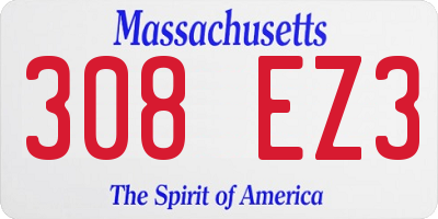 MA license plate 308EZ3
