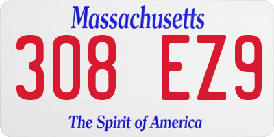 MA license plate 308EZ9