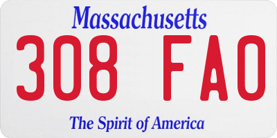 MA license plate 308FA0