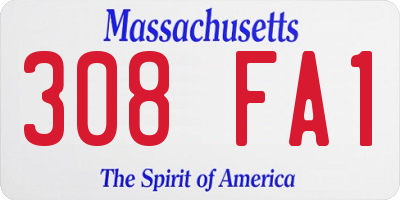 MA license plate 308FA1