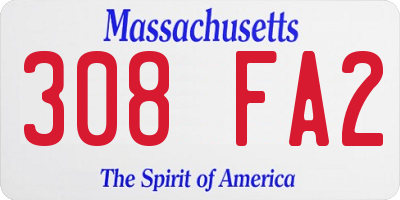 MA license plate 308FA2