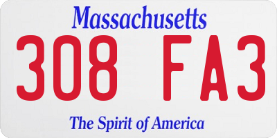 MA license plate 308FA3