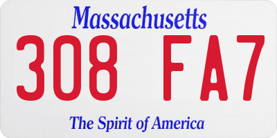 MA license plate 308FA7