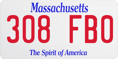 MA license plate 308FB0