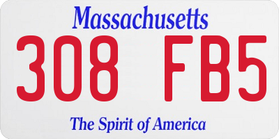 MA license plate 308FB5