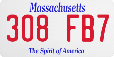 MA license plate 308FB7