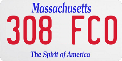 MA license plate 308FC0