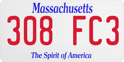 MA license plate 308FC3