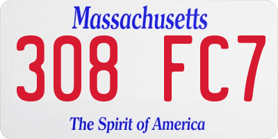 MA license plate 308FC7