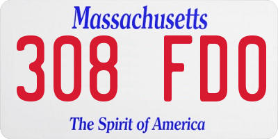MA license plate 308FD0