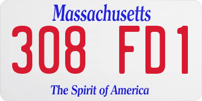 MA license plate 308FD1