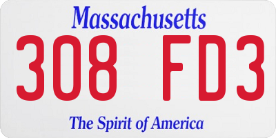 MA license plate 308FD3