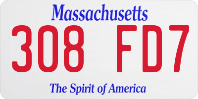 MA license plate 308FD7