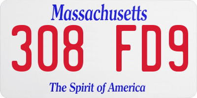 MA license plate 308FD9