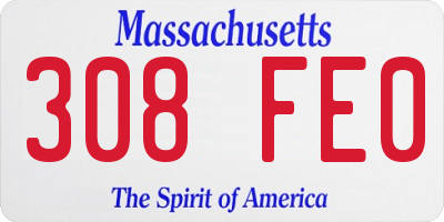MA license plate 308FE0