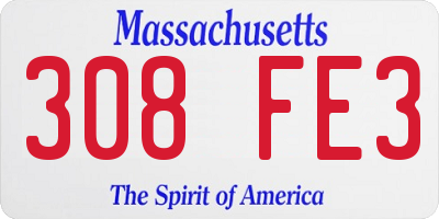 MA license plate 308FE3