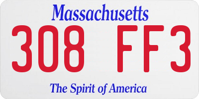 MA license plate 308FF3