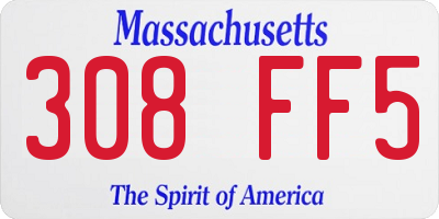 MA license plate 308FF5