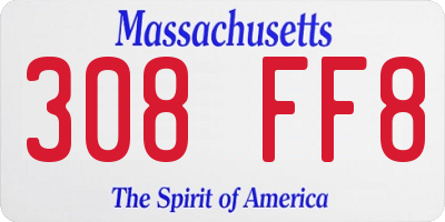 MA license plate 308FF8