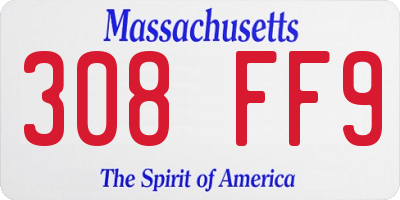 MA license plate 308FF9