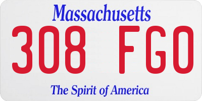 MA license plate 308FG0