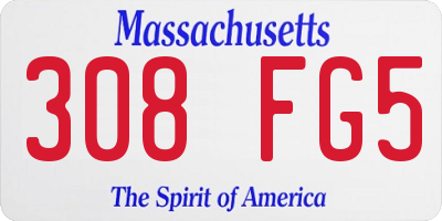 MA license plate 308FG5