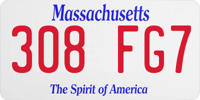 MA license plate 308FG7