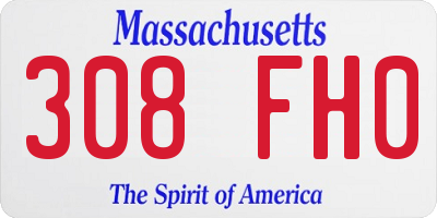 MA license plate 308FH0