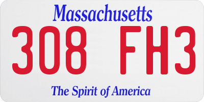 MA license plate 308FH3