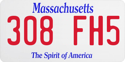 MA license plate 308FH5