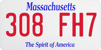 MA license plate 308FH7