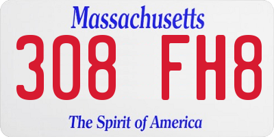 MA license plate 308FH8