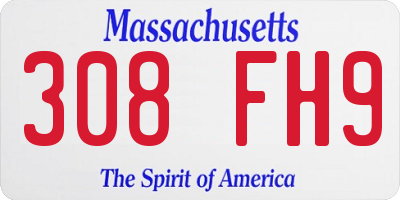 MA license plate 308FH9