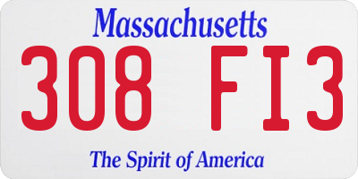 MA license plate 308FI3