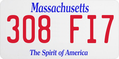 MA license plate 308FI7