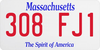 MA license plate 308FJ1