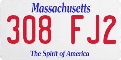 MA license plate 308FJ2