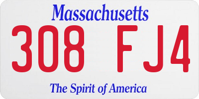 MA license plate 308FJ4