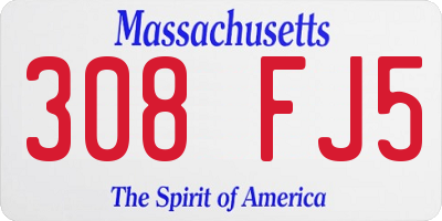 MA license plate 308FJ5
