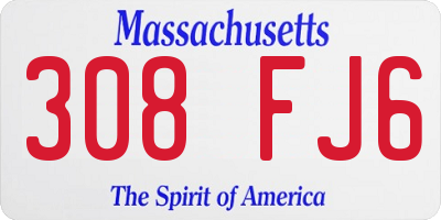 MA license plate 308FJ6