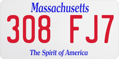 MA license plate 308FJ7
